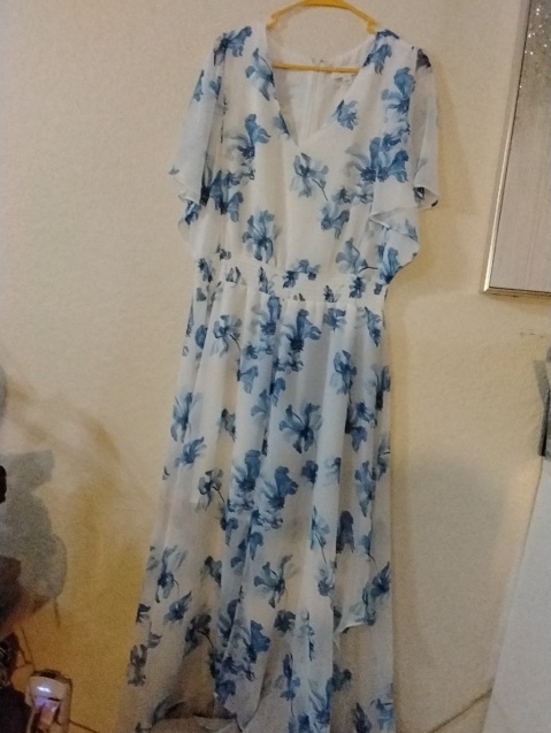 CeCe Dresses & Skirts - CeCe White Dress with Blue Floral Print